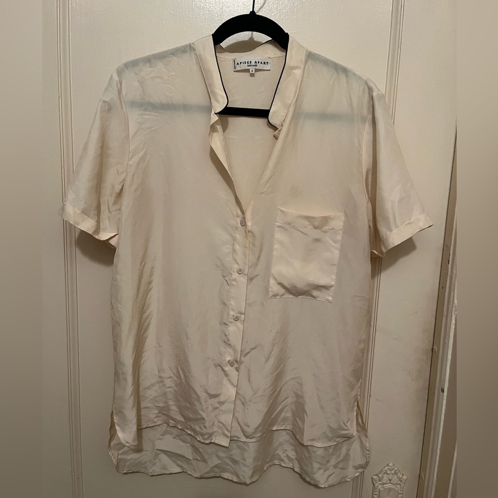 Apiece Apart Cream Silk Blouse